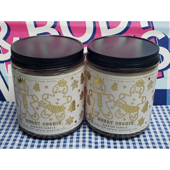 BBW Merry Cookie Single Wick Candles 2 Total Home Fragrance Decor - Picture 1 of 2